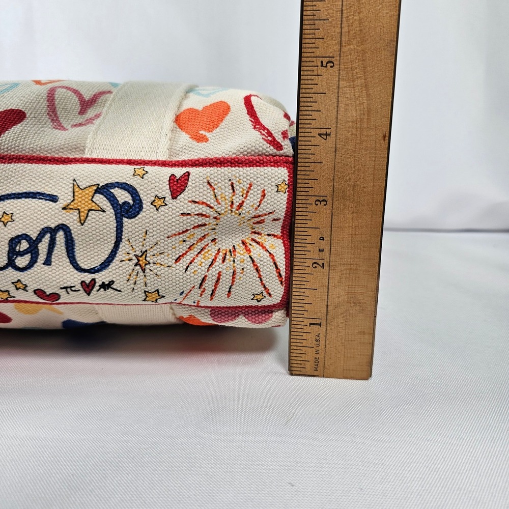 Brighton Canvas Tote Bag Hearts Love Red Blue White Crossbody Strap - Picture 6 of 8